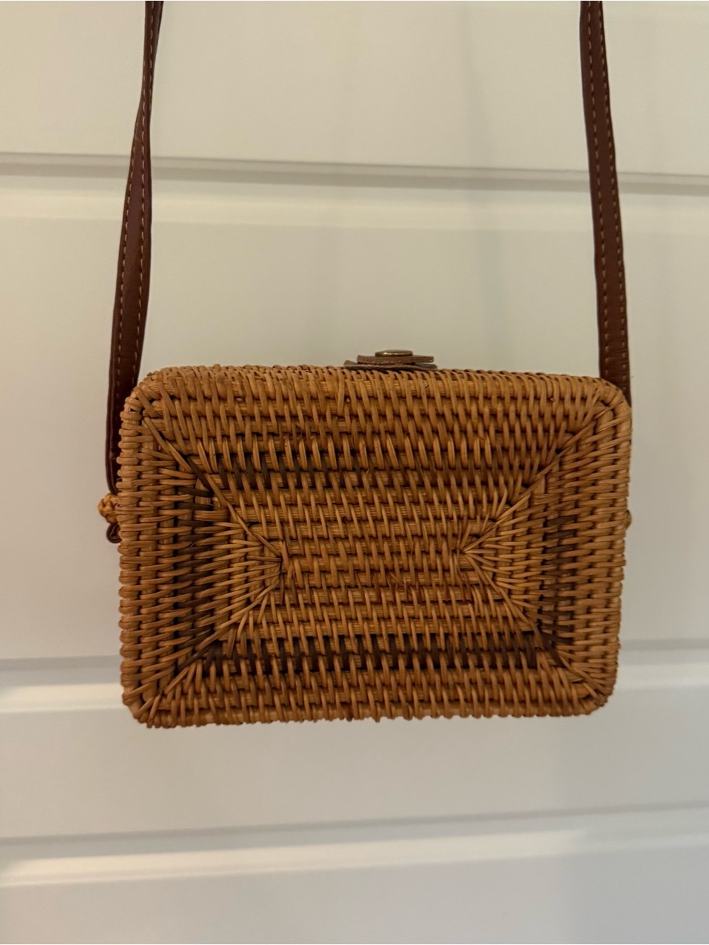 Woven Rattan Crossbody Bag in Natural Brown - Picture 2 of 9
